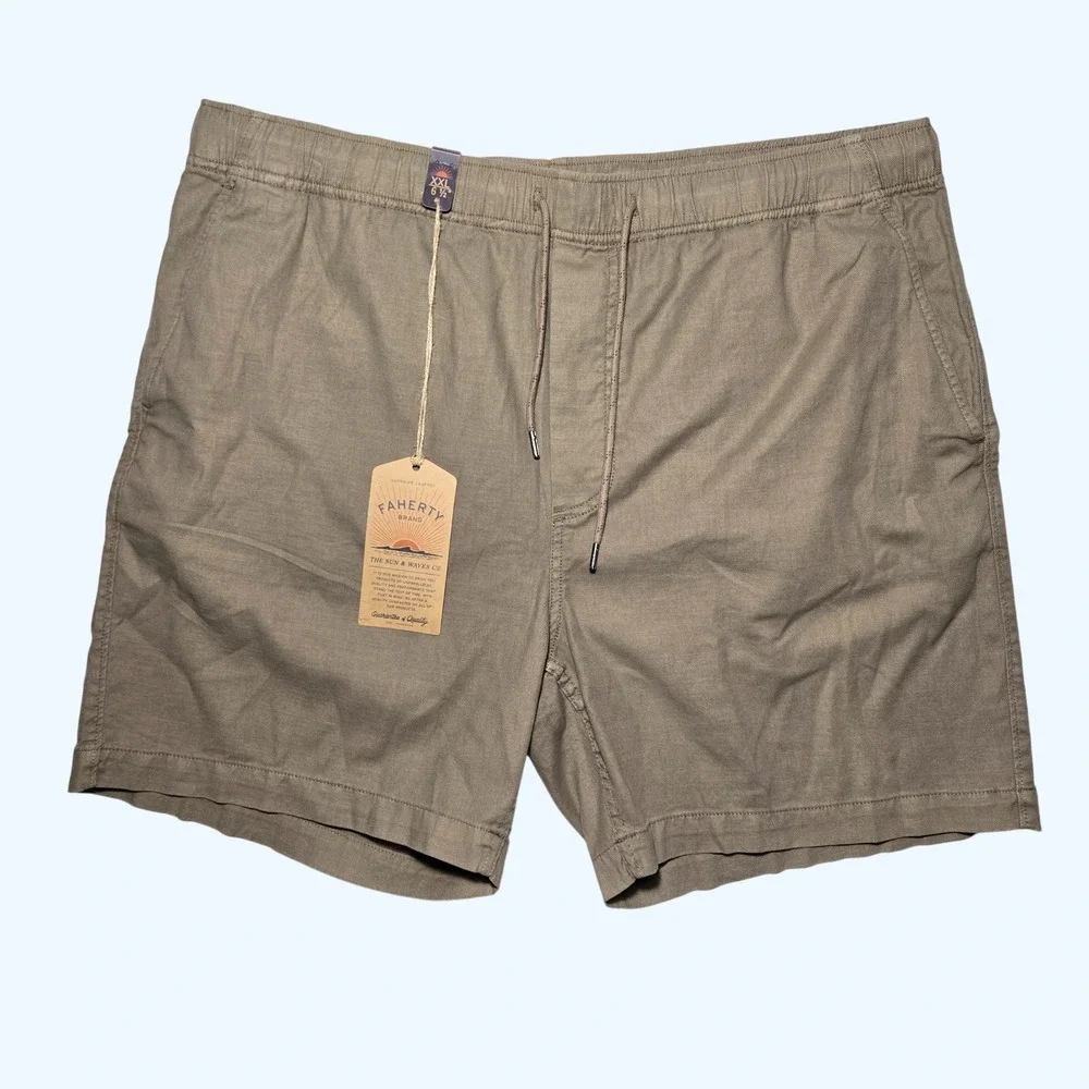 NEW Faherty Essential Drawstring Short Mountain Cliff Mens XXL Brown MBS2505‎